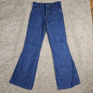 Vtg 70s Sedgefield Flare Bell Bottom Jeans 29x32 Usa Made Talon Rainbow Pocket